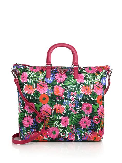 prada floral print nylon tote bags|prada padded nylon shoulder bag.